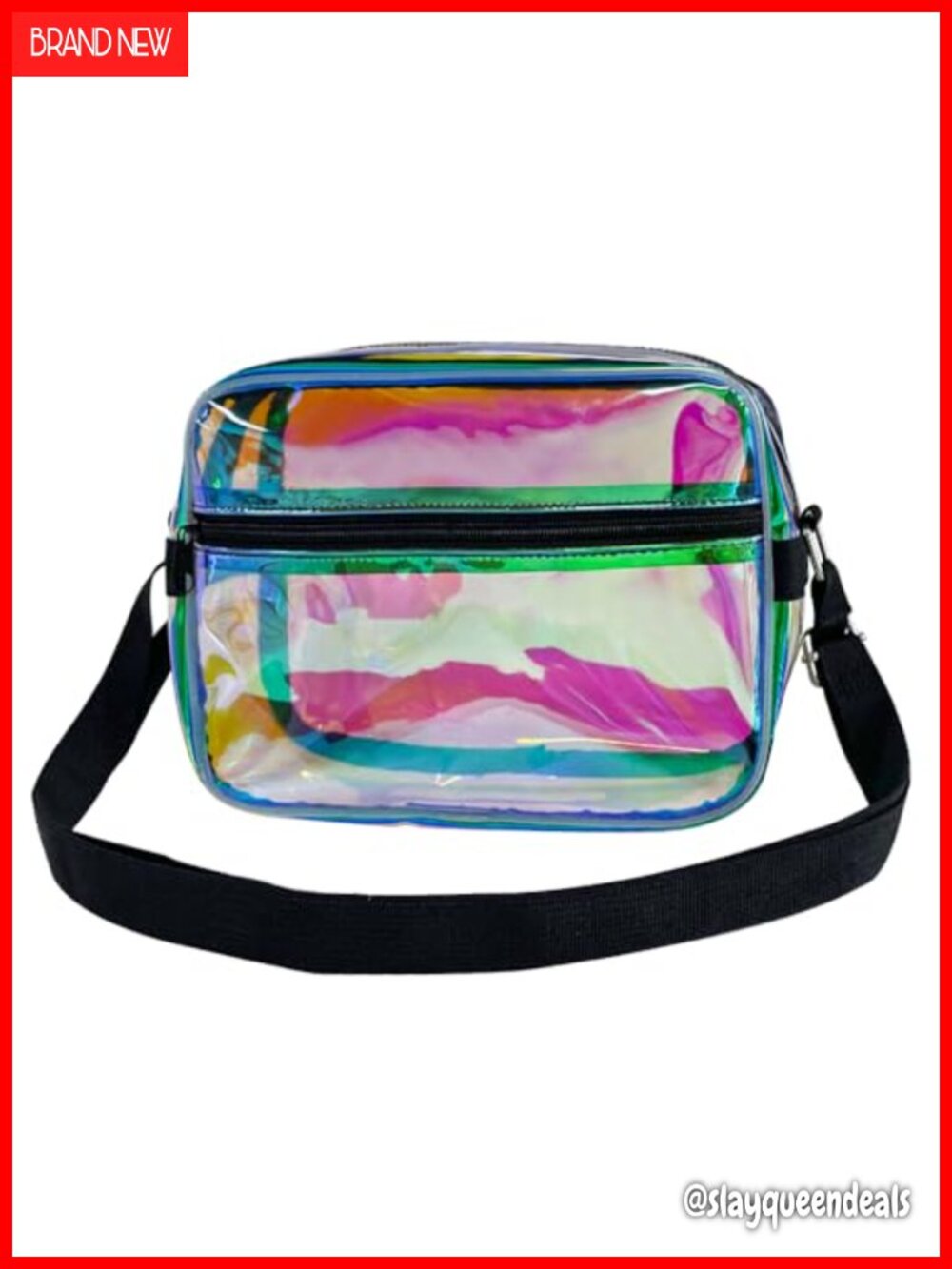 Iridescent Clear Crossbody Bag Stadium Approved Waterproof TPU Messenger